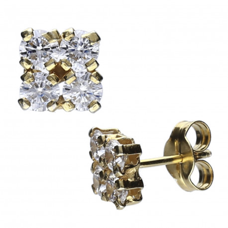 Pendientes plata chapada garra circonitas