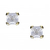 Pendientes plata chapada circonita cuadrada 3mm