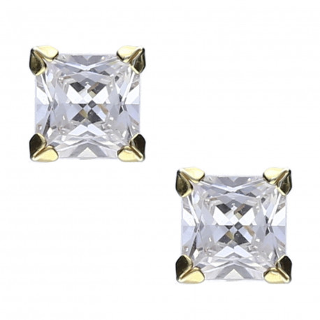 Pendientes plata chapada circonita cuadrada 6mm