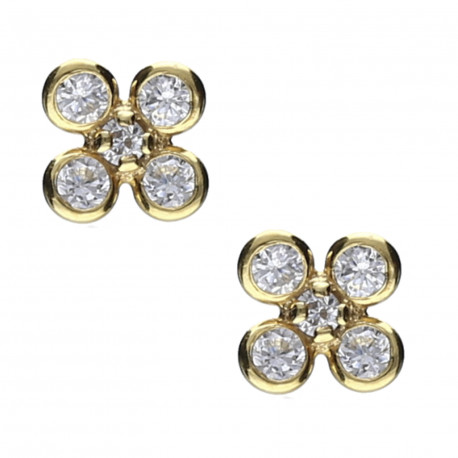 Pendientes plata chapada trébol circonita