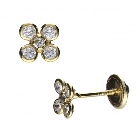 Pendientes plata chapada trébol circonita
