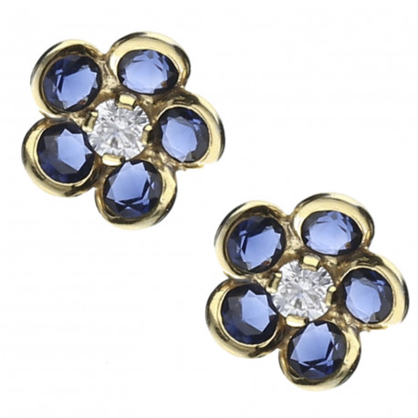 Pendientes plata chapada flor azul