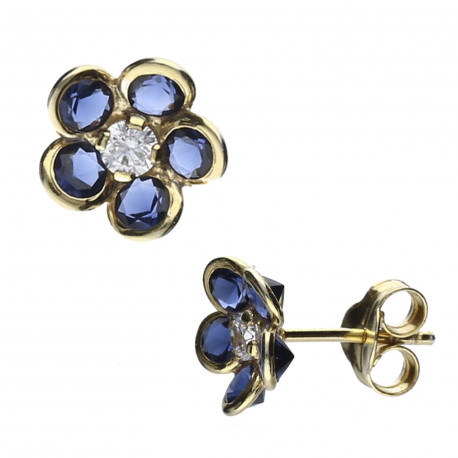 Pendientes plata chapada flor azul