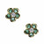 Pendientes plata chapada flor verde mini