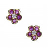 Pendientes plata chapada flor roja mini