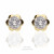 Pendientes oro 18K flor 6mm circonita