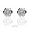 Pendientes oro blanco 18K flor 6mm circonita