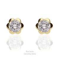 Pendientes oro 18K flor 5mm circonita