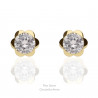 Pendientes oro 18K flor 5mm circonita