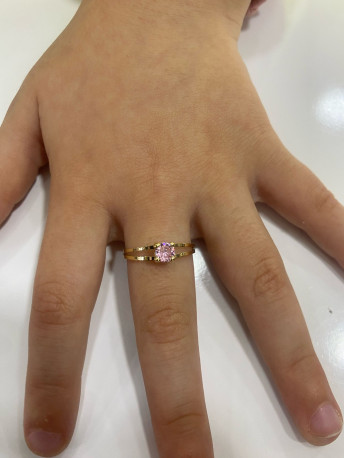Juego comunión Oro 18K piedra rosa