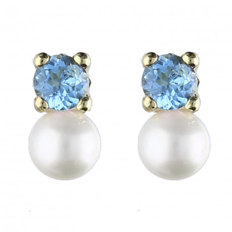 Juego comunión Oro 18K piedra azul