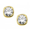 Pendientes oro 18K chatón cuadrado circonita