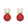 Pendientes tu y yo oro 18K circonita y coral natural