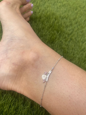 TOBILLERA PLATA ARBOL VIDA ROSA