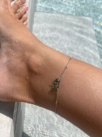 TOBILLERA PLATA ARBOL VIDA VERDE