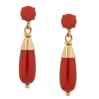 Pendientes ¨Rocío" Oro 18K coral natural