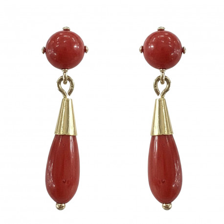 Pendientes ¨Manuela" Oro 18K coral natural