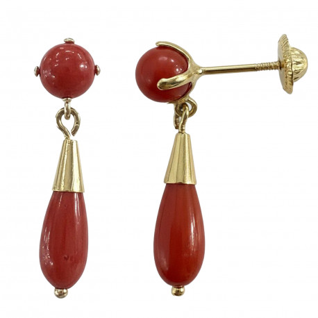 Pendientes ¨Manuela" Oro 18K coral natural