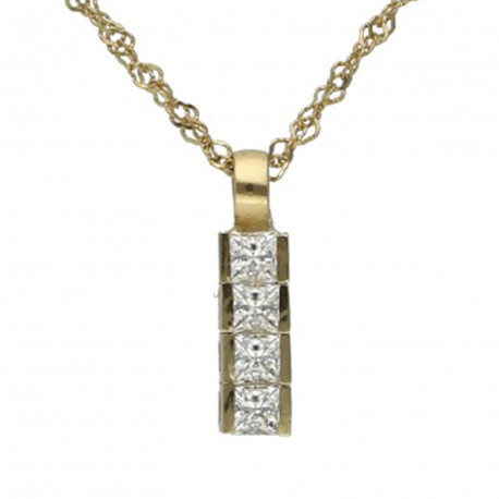 Colgante oro 18Ktes barrita con circonitas