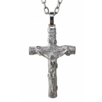 Cruz plata Cristo relieve