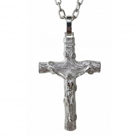 Cruz plata Cristo relieve