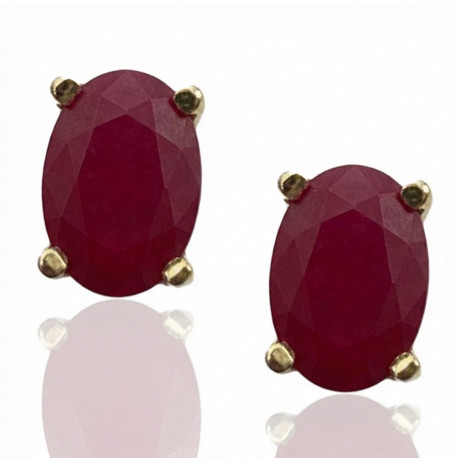 Pendientes Oro 18K rubí natural