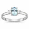 Anillo Oro blanco 18K diamantes y aguamarina natural