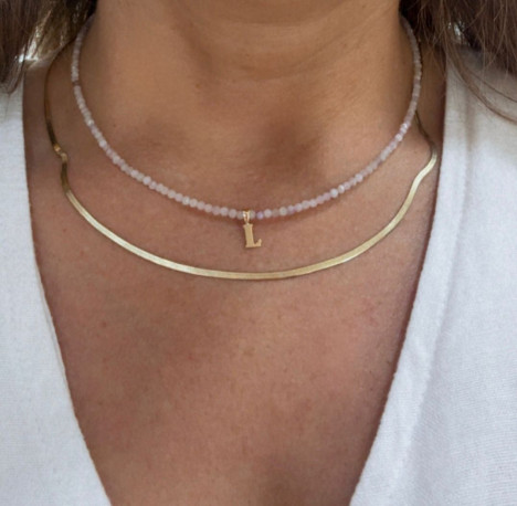Collar piedras naturales Letra Oro 18K