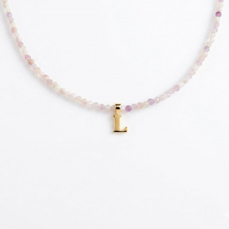 Collar piedras naturales Letra Oro 18K
