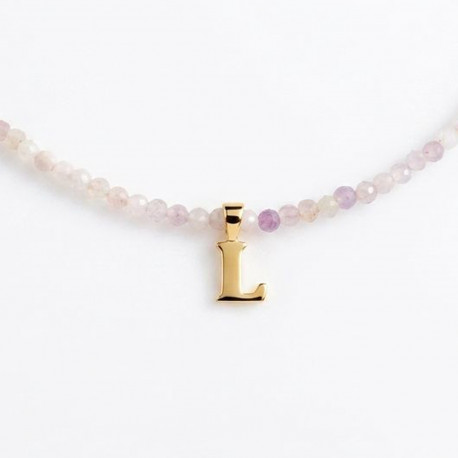 Collar piedras naturales Letra Oro 18K